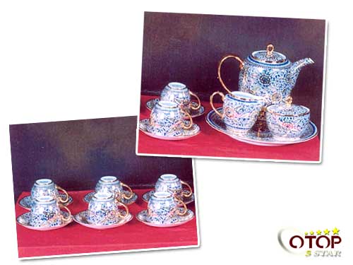 Polychrome Chinaware Coffee Cup Set (Large Set)
