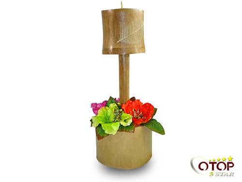 Incensed Candle in Bamboo Section